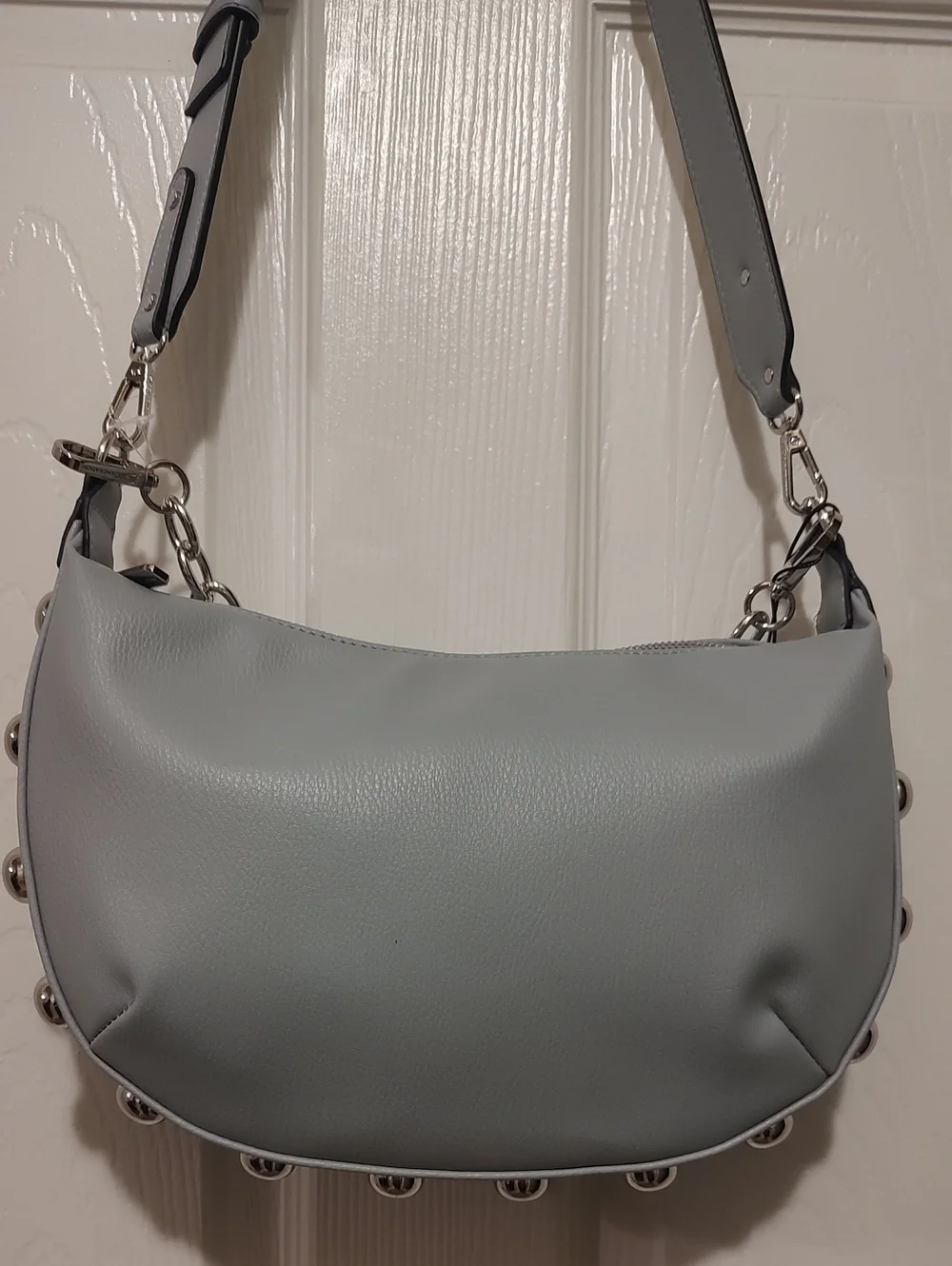 Blue Women's Shoulder Bag with Chain Accent